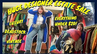 INSANE ESTATE SALE thrift with me! & Vintage DESIGNER clothing try on haul!