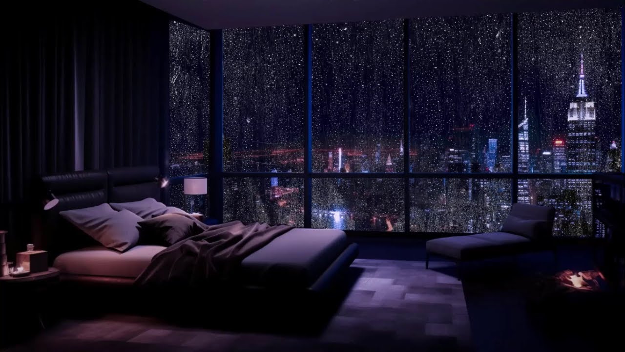 Rainy Night: 1 Hour with the Rain Sounds and Soothing Music — For Stress Relief, Sleep, Study