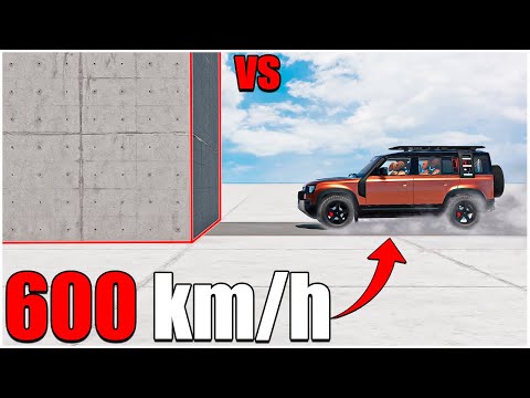 Beamng Drive | Land Rover Defender With Dummy VS Wall 600 km/h (281) | car torture