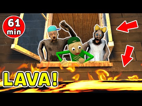 Granny vs Grandpa vs Baldi vs *floor is lava* - funny horror animation (60 mins of fun #5)
