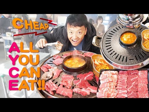 STANDING ONLY Korean BBQ & CHEAP All You Can Eat STEAK in Seoul