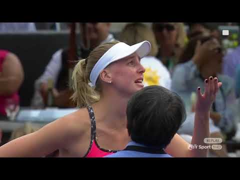 Ostapenko throws her racket at a ballboy