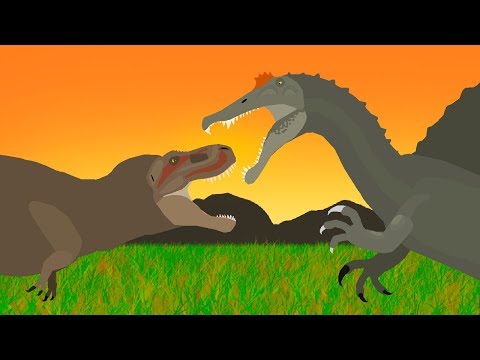 Dinosaurs cartoons battles: Tyrannosaurus Rex vs Spinosaurus | DinoMania
