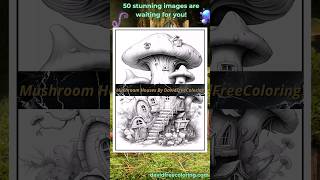 Mushroom Houses Coloring Pages | Coloring Printable Pages for Adult #coloringbook #colouringasmr