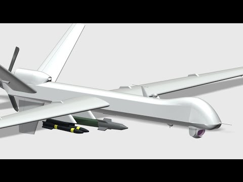 MQ-9 Reaper UAV Drone 3D model timelapse