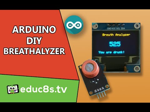 Arduino Breathalyzer Project using MQ3 alcohol sensor 0.96' 128x64 OLED display on Arduino Mega
