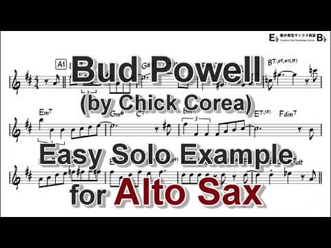 Bud Powell (By Chick Corea) - Easy Solo Example for Alto Sax