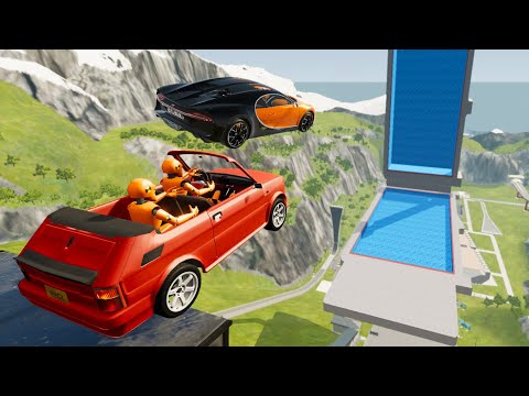 High Speed Car Jump In Vertical Or Horizontal Pool (Crash Test) - BeamNG.drive Epic Pool Jumps