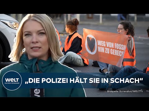 BERLIN: Radikale Klima-Kleber stoppen! Polizei setzt auf hartes Durchgreifen - Autofahrer stocksauer