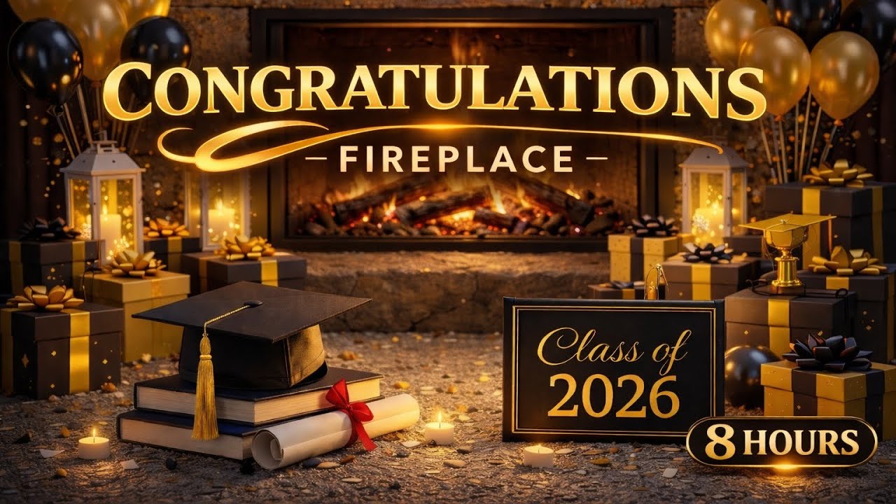 Class of 2026 Fireplace 🎓🔥 | Cozy Graduation Party Ambience (10 Hours)