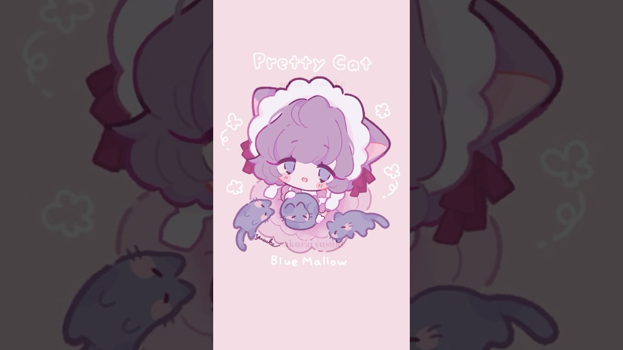 【With a Friend】Pretty Cat🌼 Timelapse イラストメイキング　#shorts