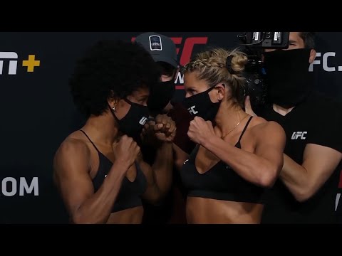 Angela Hill vs. Ashley Yoder - Weigh-in Face-Off - (UFC Fight Night: Edwards vs. Muhammad) - /r/WMMA
