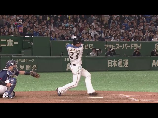 【8回裏】ファイターズ・渡邉 復帰初戦で結果を残す1号アーチ!! 2019/4/5 F-L