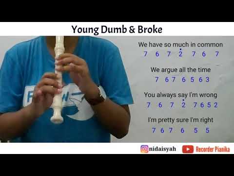 Not Angka Rekorder Lagu Young Dumb & Broke | Tutorial Main Recorder Lagu Young Dumb & Broke - Khalid