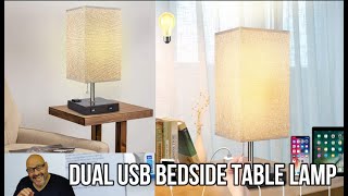Dual USB Bedside Table Lamp
