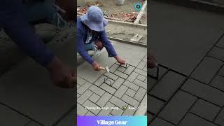 Instant Pavers?! This Concrete Stamp is MAGIC! ✨ SO SATISFYING! #oddlysatisfying #asmr #concrete
