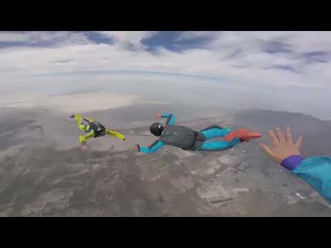 Martin spinning out of control during one of his first skydiving jumps