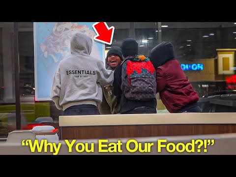EATING STRANGERS' FOOD PRANK GONE WRONG! *MUST WATCH*