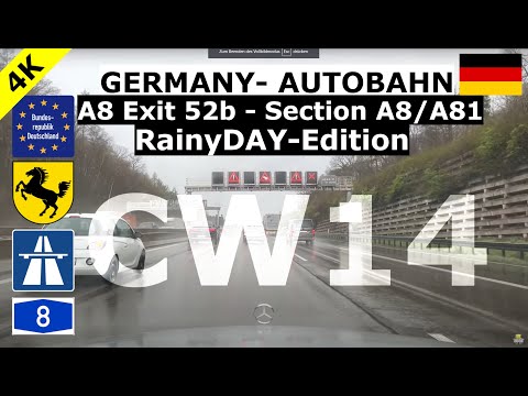 4K Germany Autobahn A8 Stuttgart  April CW14 ... relax, chill & drive