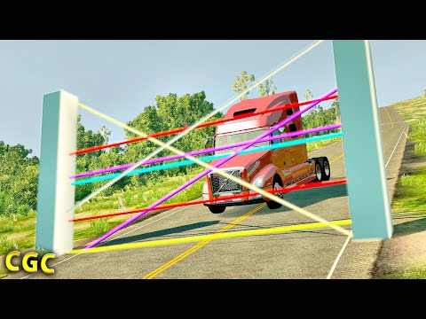 Laser wall breaks cars into pieces #11 BeamNG Drive