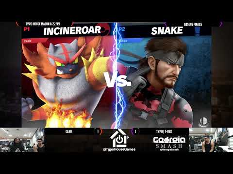 Smash Ultimate Tournament 1/22/19 - CzaN(Incineroar) Vs Typo| T-Rex(Snake) - Losers Finals