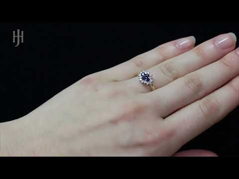 9ct Yellow Gold Diamond & Sapphire Cluster Ring- Hatton Jewellers London HJ270