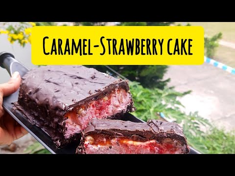 CHOCOLATE COATED CARAMEL-STRAWBERRY CAKE 🎂 Delicious chocolate coated cake 🎂 #tastyrecipes #viral
