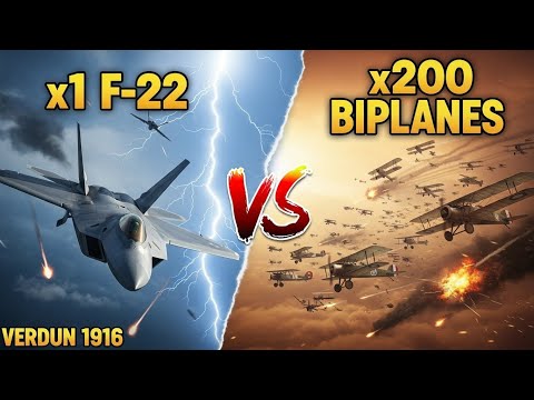 WHAT IF 1 Modern F-22 Raptor Fought 200 WWI Biplanes? Battle Over Verdun 1916