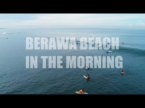 Drone footage of Berawa Beach and surfers 