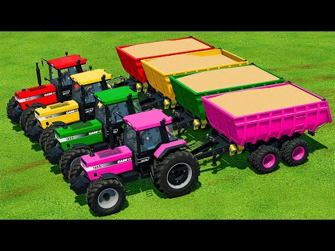 HARVESTING AND LOAD SOYBEAN WITH COLORED CASE TRACTORS - Farming Simulator 22