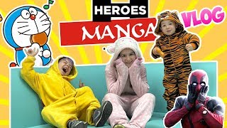 AVENTURAS con HÉROES del MANGA en Familia // conocemos a Doraemon// Los familukis