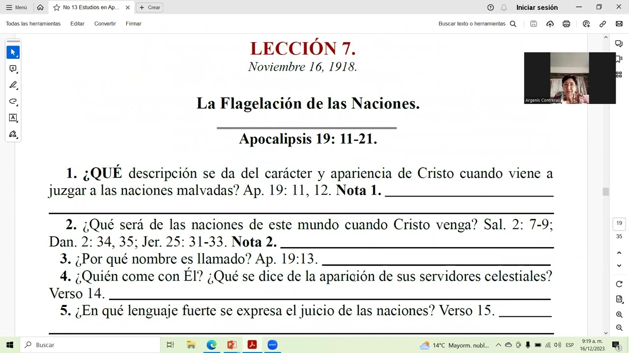 ESCUELA SABÁTICA 1918. Lección 7. Argenis Contreras.
