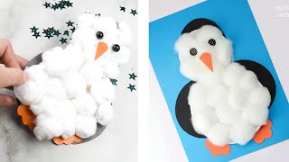 Cotton Ball Penguin Craft Idea for Kids