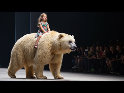 Dangerous Runway😳Little Girls and Wild Animals Walking The Runway🦍🦁 Kids Fashion Show Catwalk
