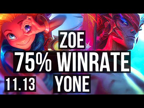 ZOE vs YONE (MID) | 2/0/9, 75% winrate | KR Master | v11.13