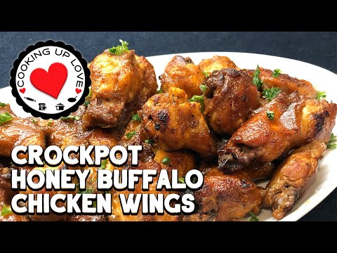 Crockpot Chicken Wings | Honey Buffalo Wings | Cooking Up Love
