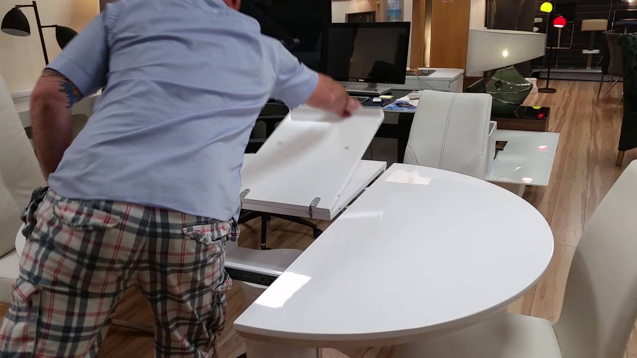 White Gloss Round/Oval Extending Table - HT2088