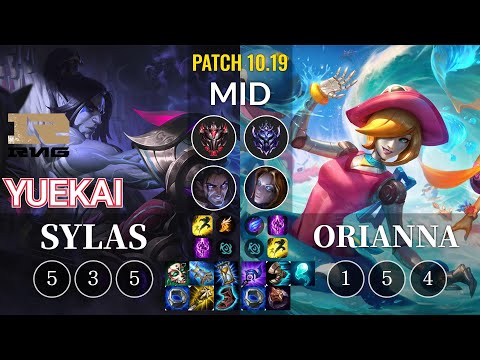 RNG yuekai Sylas vs Orianna Mid - KR Patch 10.19
