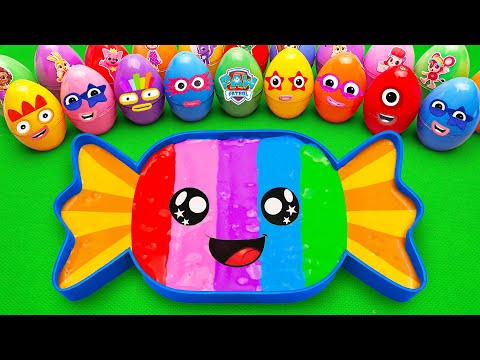 Satisfying ASMR 🌈 Making Smile Candy Bathtub by Mixing SLIME in Rainbow Eggs CLAY Coloring