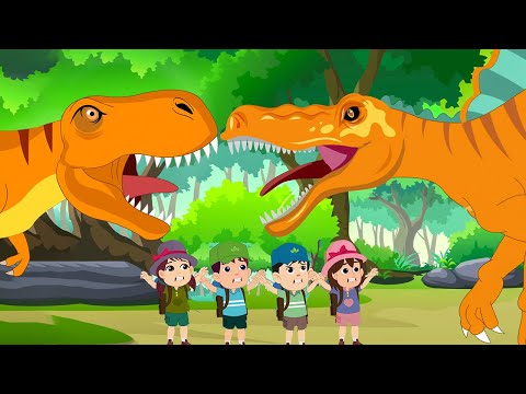 Walking In The Jungle T-rex vs Spinosaurus | Kids Song | - Preschool Songs & Nursery Rhymes