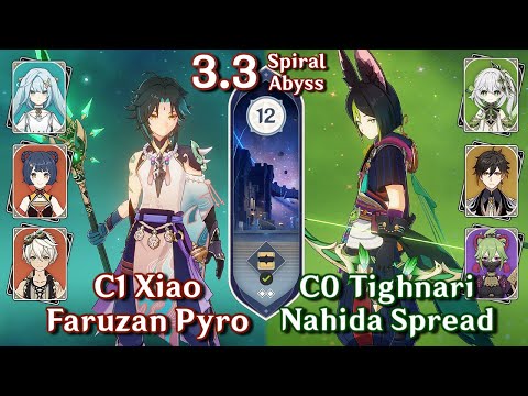 C1 Xiao Double Pyro & C0 Tighnari Nahida Spread | Spiral Abyss 3.3 - Floor 12 - 9 ⭐ | Genshin Impact