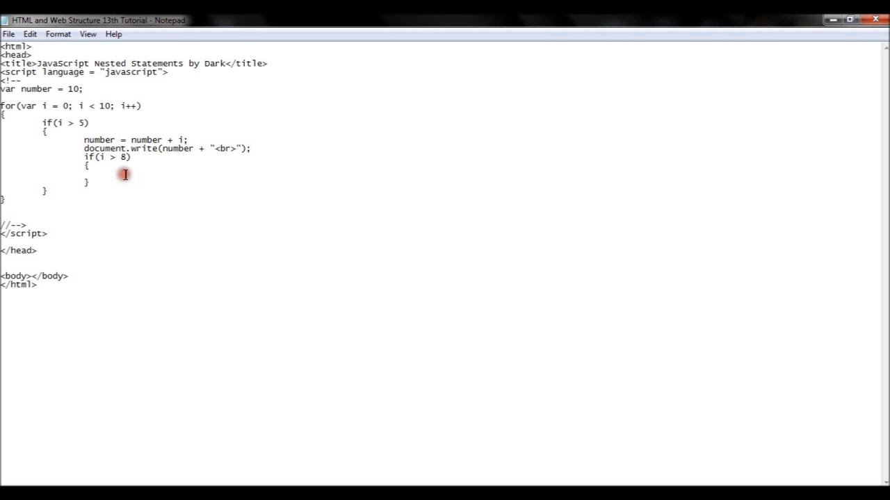 HTML 13th tutorial JavaScript Nested Statements