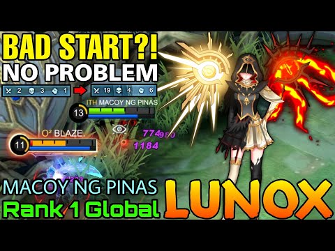 19 Kills Lunox Comeback from a Bad Start! - Top 1 Global Lunox by MACOY NG PINAS - Mobile Legends