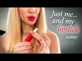 4K USA ASMR Kiss Test Real Lipstick Layers Glitter Gloss Creamy Sounds Soft Whisper Focus