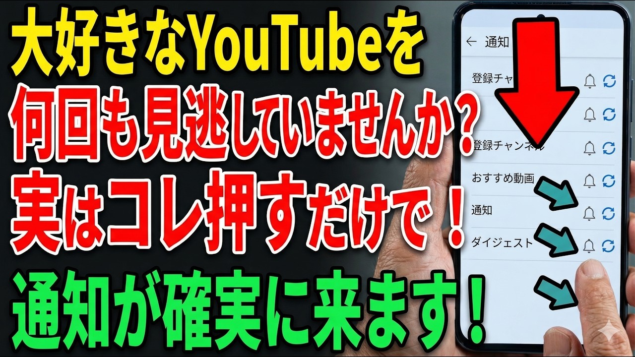 【スマホ初心者】もう見逃さない！YouTubeの通知が確実に来る正しい設定方法