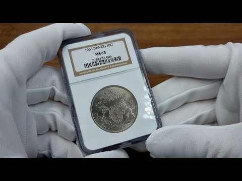 Rzadkie 10 Guldenów 1935 Ratusz NGC MS63 - Wolne Miasto Gdańsk / Danzig  | Niemczyk Aukcja 28