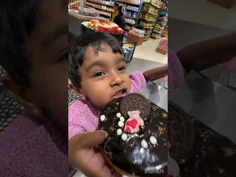 Eating yummy bear choco donut 🍩 #lakshitha#donuts#chocolate#shorts #youtubeshorts
