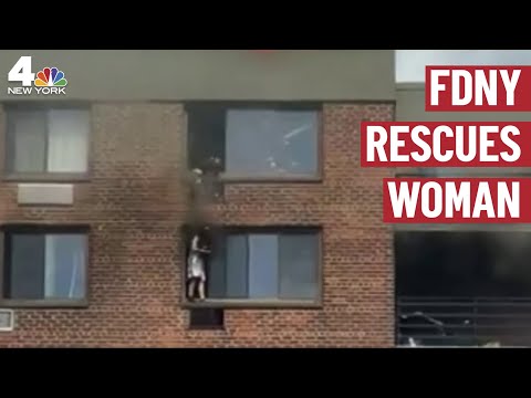 FDNY Rescues Woman Hanging Out of 16th Floor Window During Harlem Fire | NBC New York