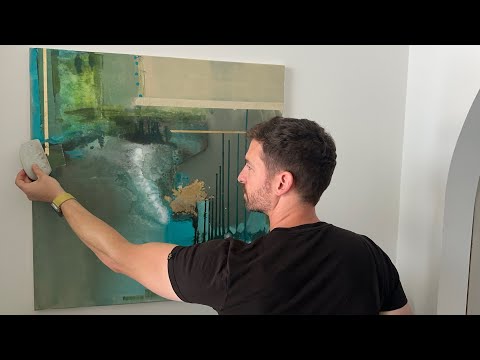 Abstract acrylic painting | Effects with gold leaf | abstract painting on canvas
