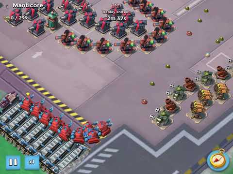 Boom Beach- Choke Point level 127 Manticore solo using all scorchers (barely!!)